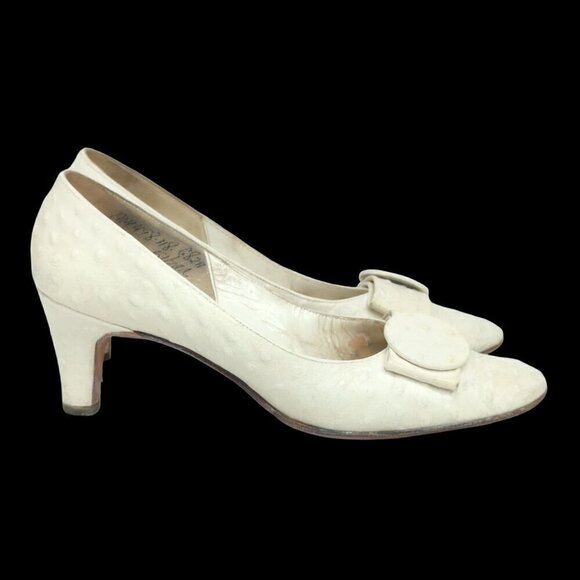 Paul Allan Vintage White Leather Heels, Women's 5.5AAA - Picture 2 of 11